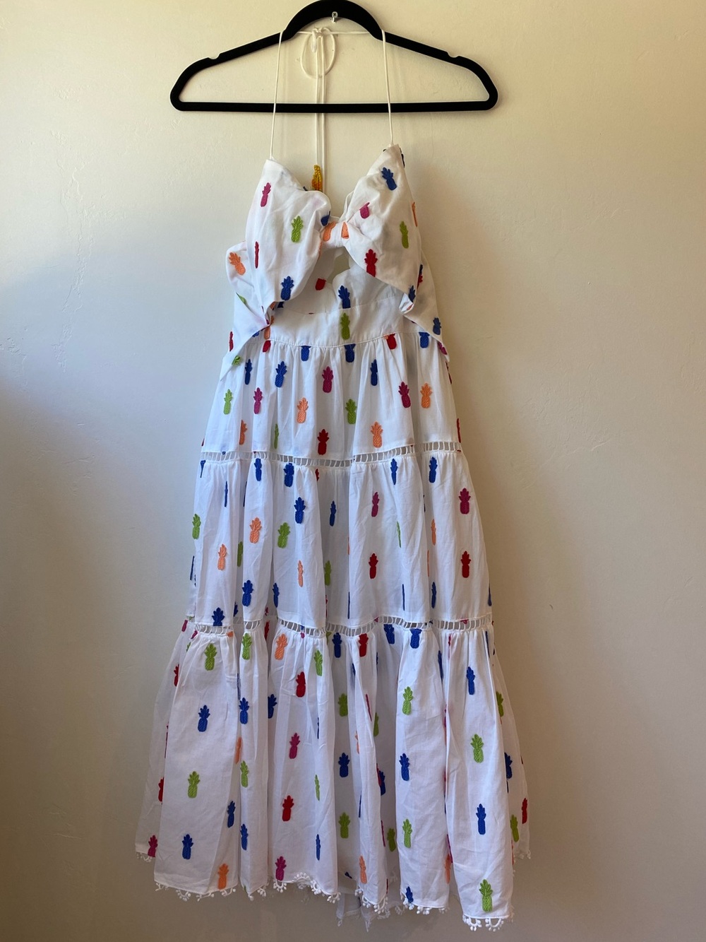 NWT Anthropologie FARM Rio Pineapple Multicolored Tiered Halter Midi Dress - Picture 3 of 7